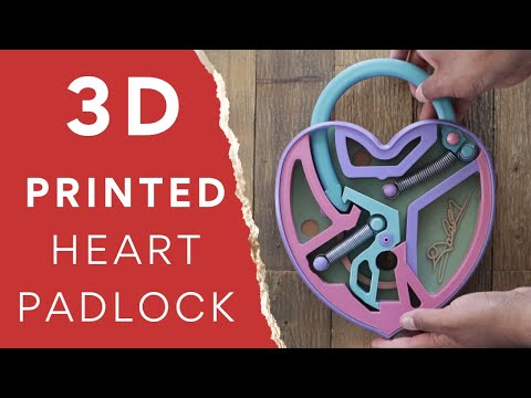 3D Printed Heart padlock full assembly DIY.