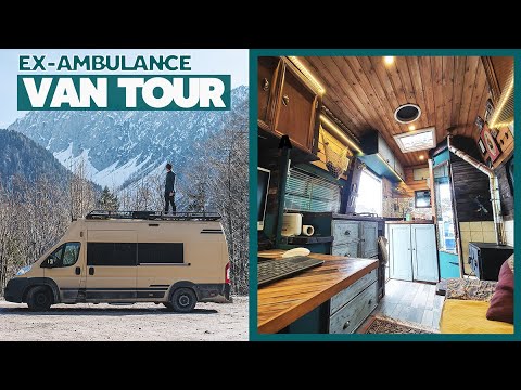 ULTIMATE Off-grid AMBULANCE conversion with Rustic Style | VAN TOUR