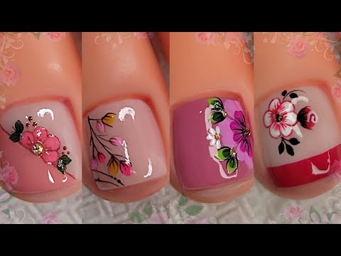 UÑAS DE PIES DECORADAS |#4 DISEÑOS DE UÑAS CON FLORES 💐