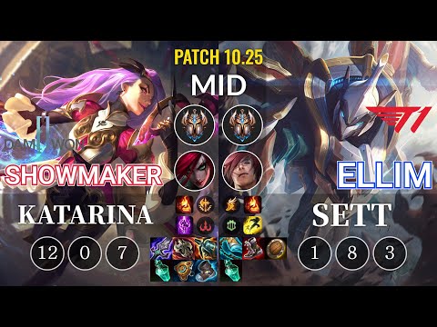 DWG Showmaker Katarina vs T1 Ellim Sett Mid - KR Patch 10.25