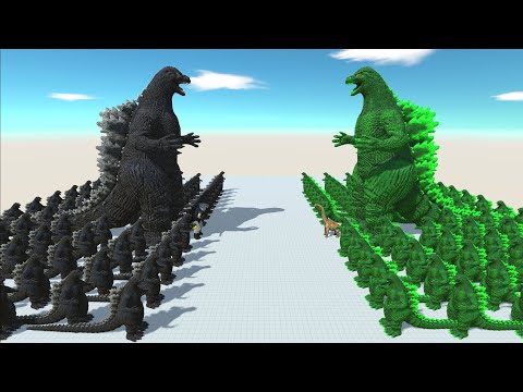 ALL HEISEI GODZILLA VS ALL GREEN HEISEI GODZILLA DEATH RUN - Animal Revolt Battle Simulator