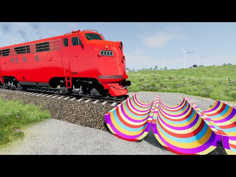 Trains Vs Reverse Speed Bumps - Beamng.Drive