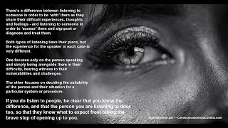 Are You Witnessing or Assessing? Listening Skills to Support People with Personal Difficulties.