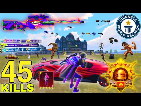 45 KILLS!!😱 1 IN MATCHES NEW WORLD KILLS & DAMAGE RECORD in PUBG MOBILE | SOLO VS SQUAD GAMEPLAY
