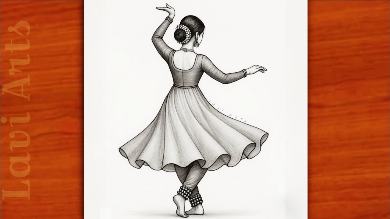 Beautiful Kathak Dance Pencil Sketch | Indian Classical Dancer Drawing Tutorial |Acchi Acchi drawing