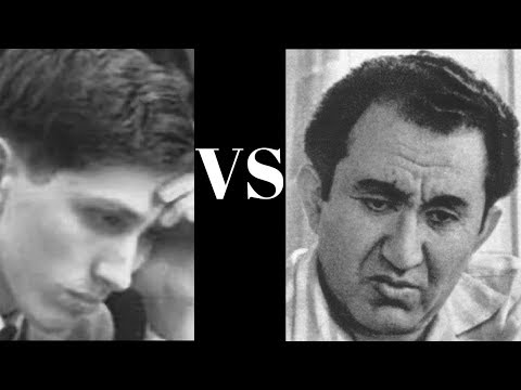 Bobby Fischer faces Tigran Petrosian "Iron Tiger" in the French defence in the World candidates 1962