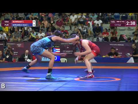 1/4 WW - 57 kg: C. BOWMAN (USA) v. I. MIRANDA DIAZ (PUR)