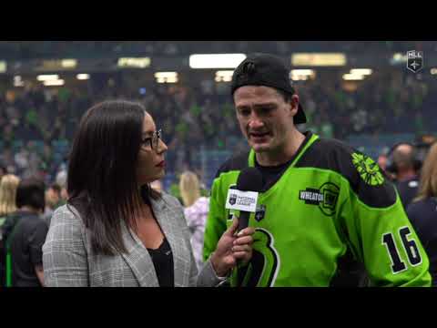 Chris Corbeil of the Saskatchewan Rush following 2018 NLL Cup victory