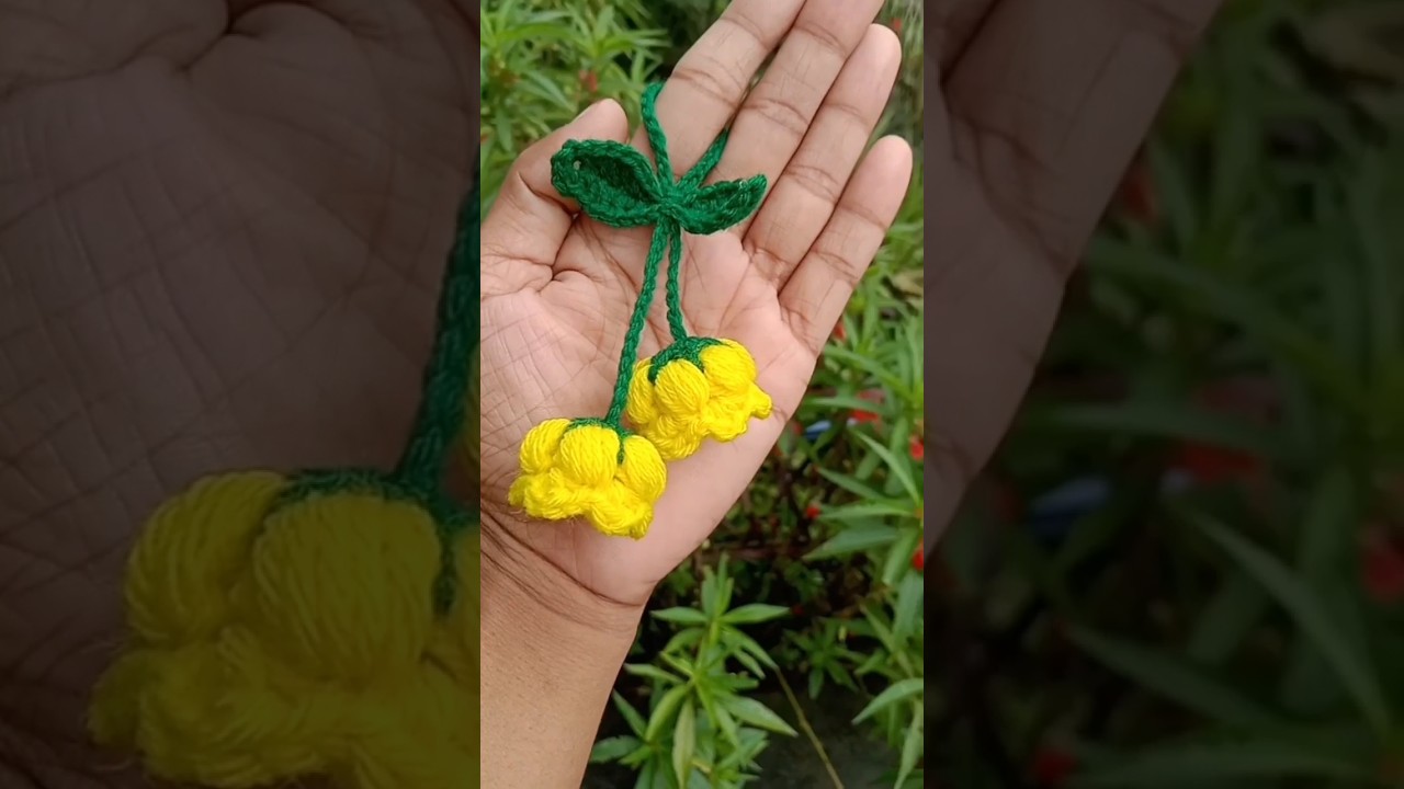 crochet tulip 🌷 hairtie 💞 #shorts #explore #newtrend #flowers #trending #crochet