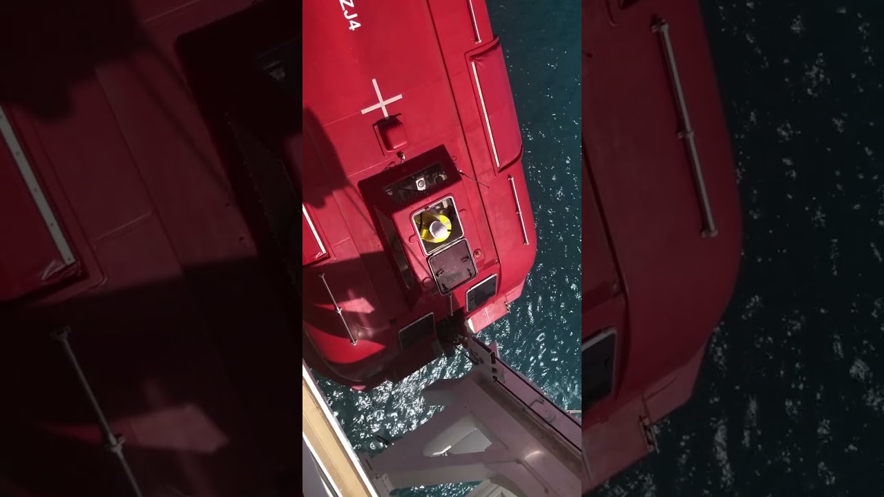 Norwegian or NCL Cruise Ship Practice (Hatche) Lifeboat Drill - Engineering SOP - Highly Dangerous