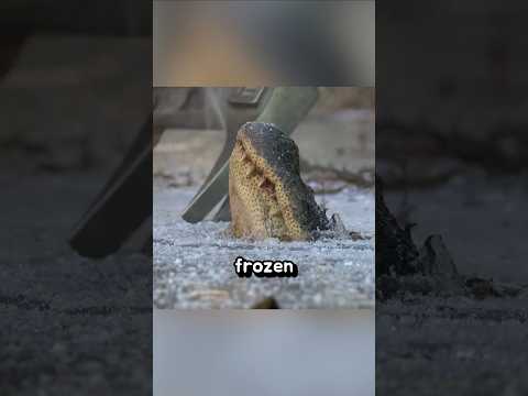 Frozen Crocodile in the Middle of a Lake 🐊😲