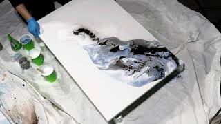(814) Beautiful Blue and Gray Acrylic Pour Painting, DIY Wall Art