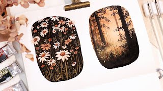 🌼 Easy Mini Gouache Painting Tutorial // Fall Flowers & Forest