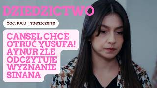 Dziedzictwo 1003 - streszczenie. Cansel chce otruć Yusufa! Aynur źle odczytuje w