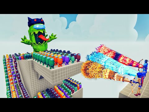 100x AMONG US + GIANT IMPOSTER vs 3x EVERY GOD - Totally Accurate Battle Simulator TABS