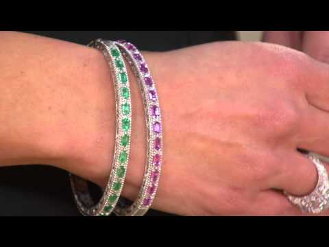 Judith Ripka Sterling-Armreif mit rosa Saphir und weißem Topas, 3,10 ct, mit Antonella Nester