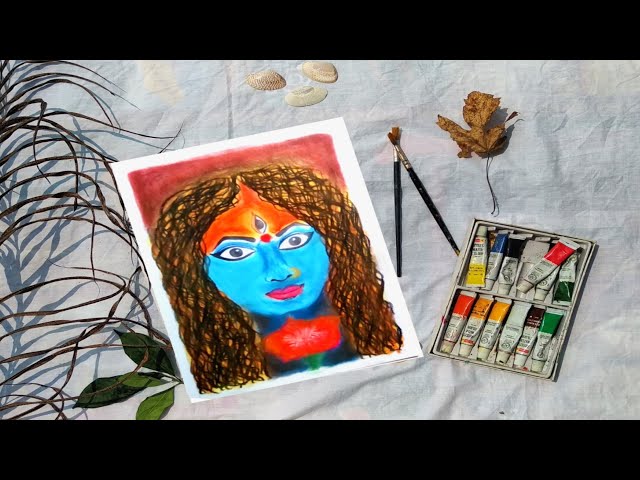 pic Oil Pastel Durga Maa Face Drawing With Colour to draw maa durga face ma durga drawing