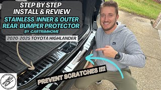 Stainless inner and outer Bumper Protector install and review 2020-2025 Toyota Highlander