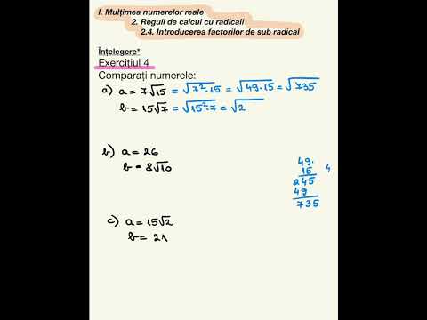 Ex 4 / pag 37 (Calcul cu radicali. Introducerea factorilor de sub radical)-  Matematică 7