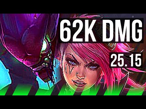 KHA'ZIX vs VI (JGL) | 10 solo kills, 62k DMG, Comeback, Legendary, 24/5/7 | KR Master | 25.15