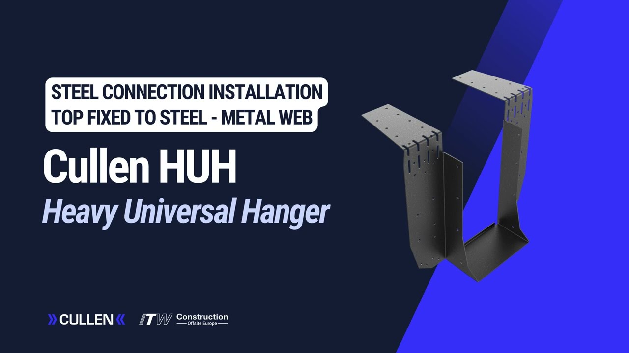 Cullen Heavy Universal Hanger (HUH): Steel Beam No Packer Open Web Installation