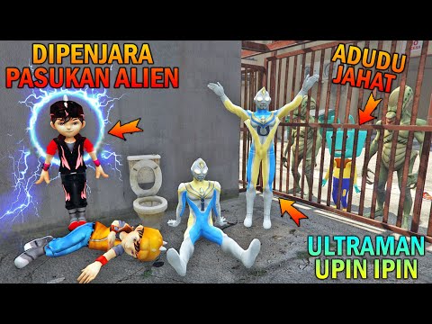 ULTRAMAN UPIN IPIN  DIPENJARA ADUDU DAN PASUKAN ALIEN, BOBOIBOY MARAH - GTA 5 BOCIL SULTAN