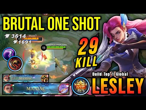 29 Kills + 2x MANIAC!! OP Lesley with this Item (PLEASE TRY) - Build Top 1 Global Lesley ~ MLBB