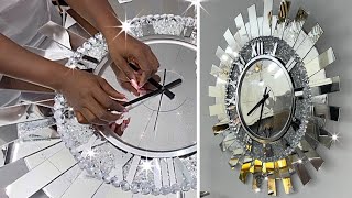AMAZING DIY LARGE MIRROR Idea with Mirrors And Trays! DIY MIRROR WALL CLOCK