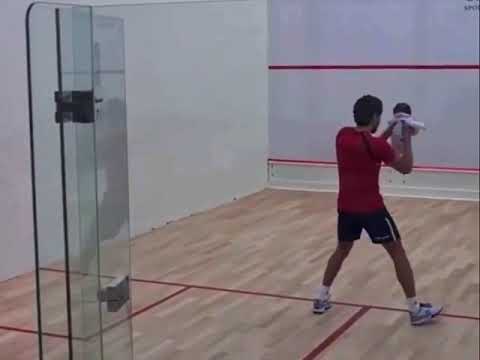 SQUASH. Tarek Momen ghosting with his 1 month old son