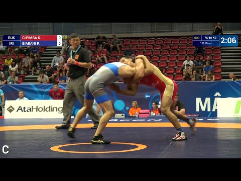 1/2 FS - 60 kg: P. BIABANI (IRI) df. K. CHYMBA (RUS), 5-1