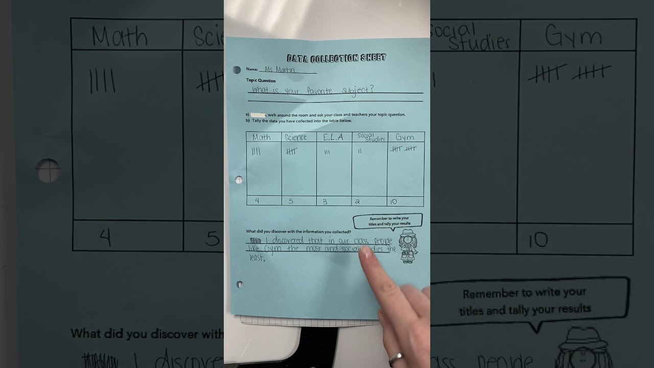 Data collection sheet into a graph example