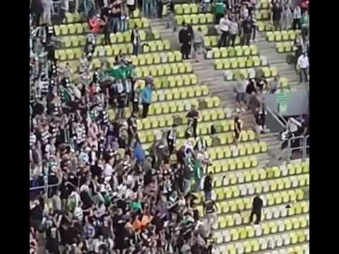 07.07.2022 Lechia Gdansk - Akademija Pandev Hooligan fight in lechia sector