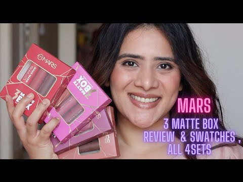 *NEW LAUNCH MARS 3 MATTE BOX LIPSTICKS REVIEW AND SWATCHES , ALL 4 SETS |DRNAVNEET| #MARS #3MATTEBOX
