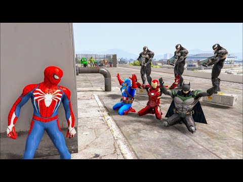 GTA V superhero pro | story Venom Kidnapped Avengers In Truck Spider Man vs Hulk vs Avengers Rescue