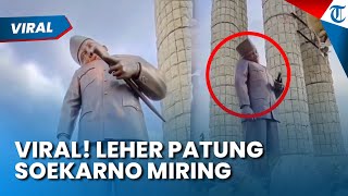 HEBOH! PENAMPAKAN LEHER PATUNG Soekarno di Indramayu Miring, Dinas Permukiman Ungkap Penyebabnya