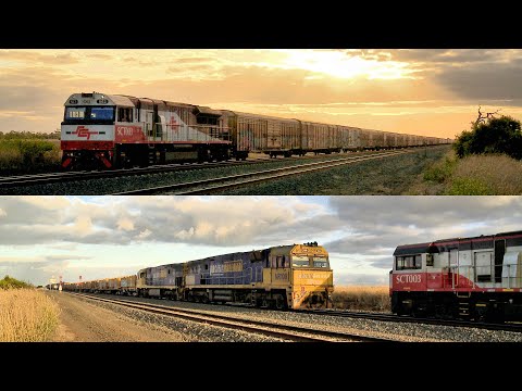 6PM9 & 3MA5 Australian Diesel Locomotive Freight Trains Cross At Gheringhap (2/3/2021) - PoathTV