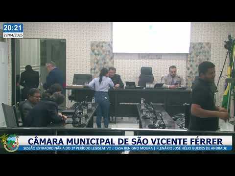 Sessão extraordinária do 1º período Legislativo | Câmara Municipal de São Vicente Férrer-PE-29/04/26