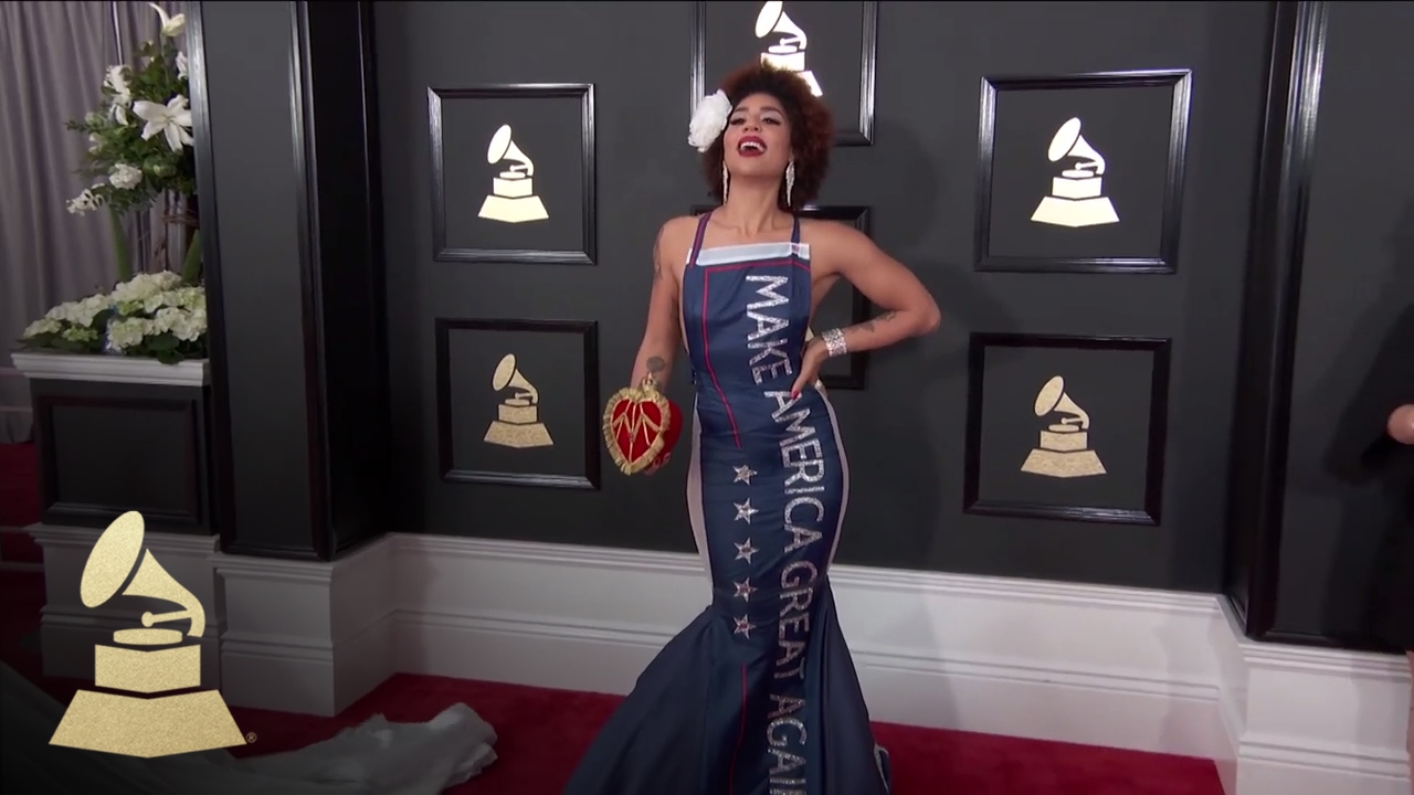 Joy Villa in Trump Dress | Red Carpet | 59th GRAMMYs