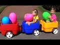 Diana and Roma playing with HUGE EGGS Surprise Toys