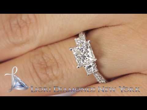 ER-SOLD-104 - 2.43 Carat F-VS2 Three Stone Princess Cut Diamond Engagement Ring 18k White Gold