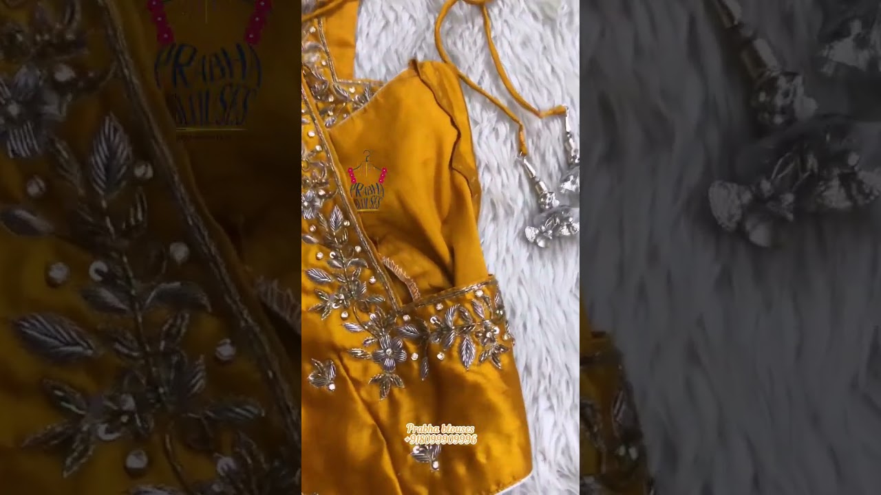 <p style="color: red">Video : </p>Mustard color blouse with silver and gold zardosi work blouses / prabhablouses / maggamwork 2022-12-06