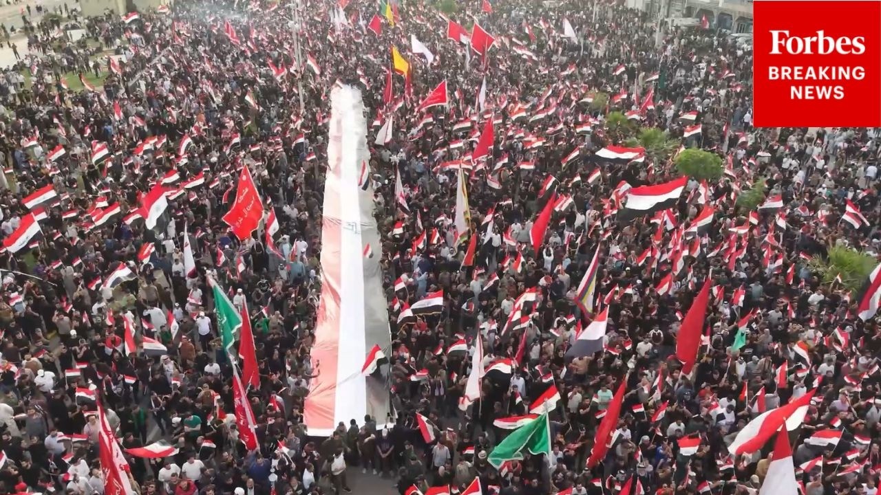 Video | RAW VIDEO: Iraqis Hold Mass Demonstration In Basra, Iraq, Against U.S.-Israeli Actions In Iran