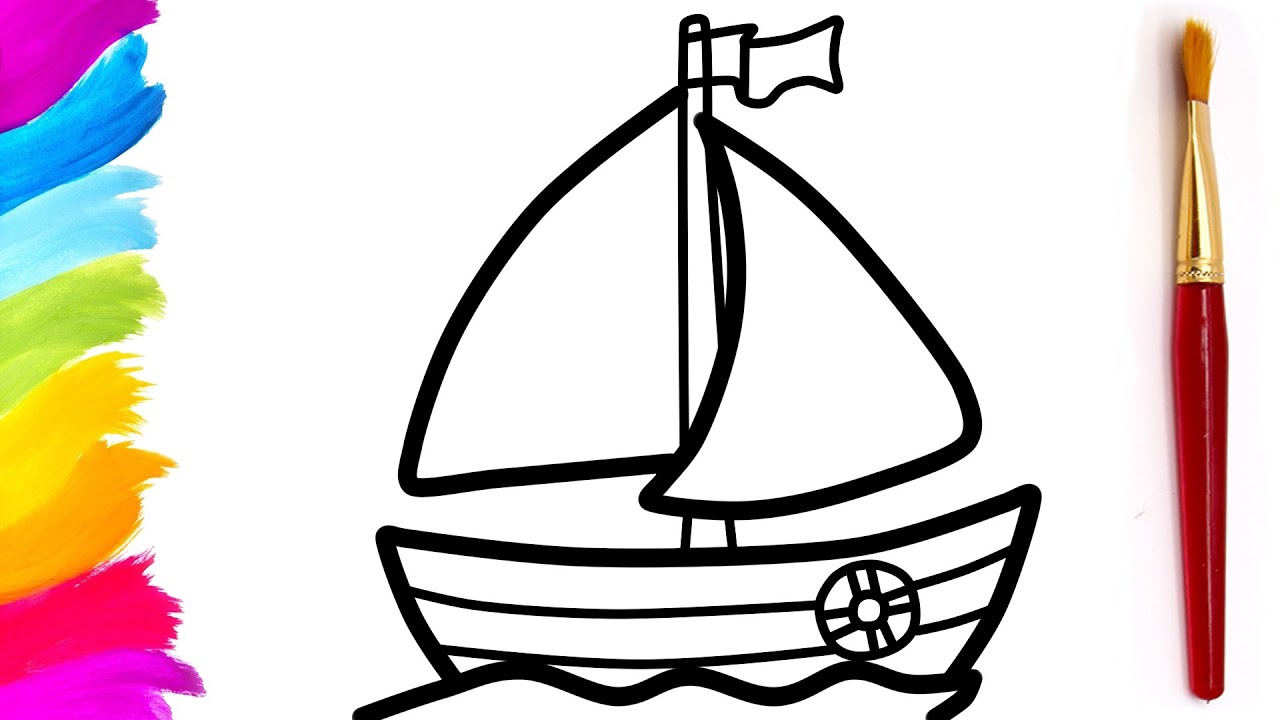 Toy Sailing Yacht Coloring Page Learn Colors for kids, toddlers | EggStory