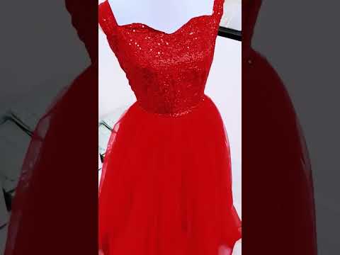 Red Gown in Soft Net with Sequence Work