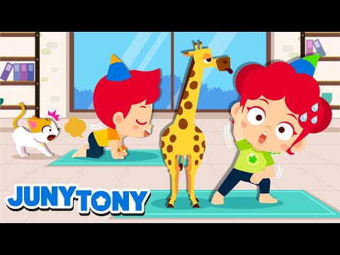 Yoga de Animales | Postura de Gato, Tigre, Jirafa | Hora de Jugar | JunyTony en español
