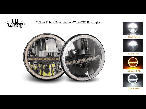 CO LIGHT 7 Inch Dual Beam Amber/White DRL Classic Headlights
