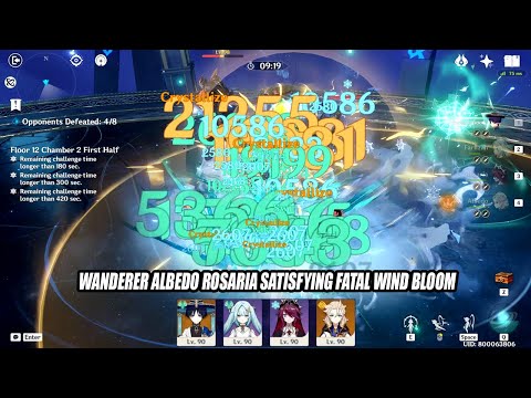 Wanderer Albedo Rosaria Faruzan Satisfying Fatal Wind Bloom Combo - 3.3 Floor 12 Showcase