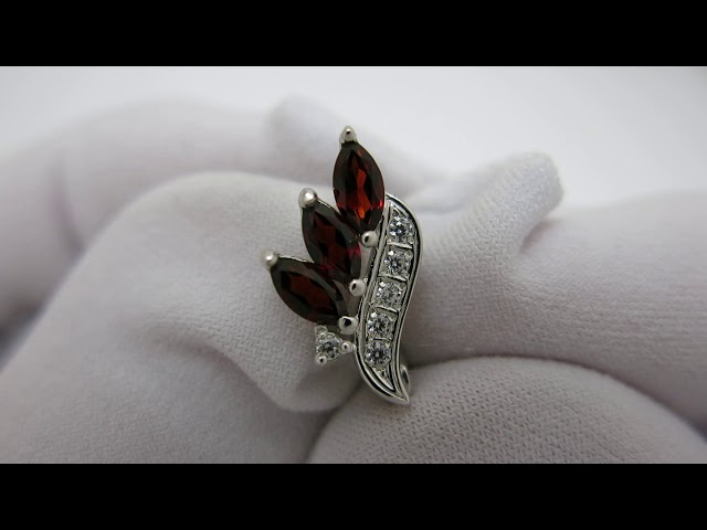 Серебряные серьги с гранатом 390КН Відео огляд