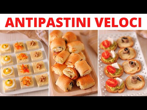 ANTIPASTI FACILI E VELOCI non banali - TRIS DI TARTELLETTE - FAGOTTINI DI PASTA SFOGLIA - CROSTINI