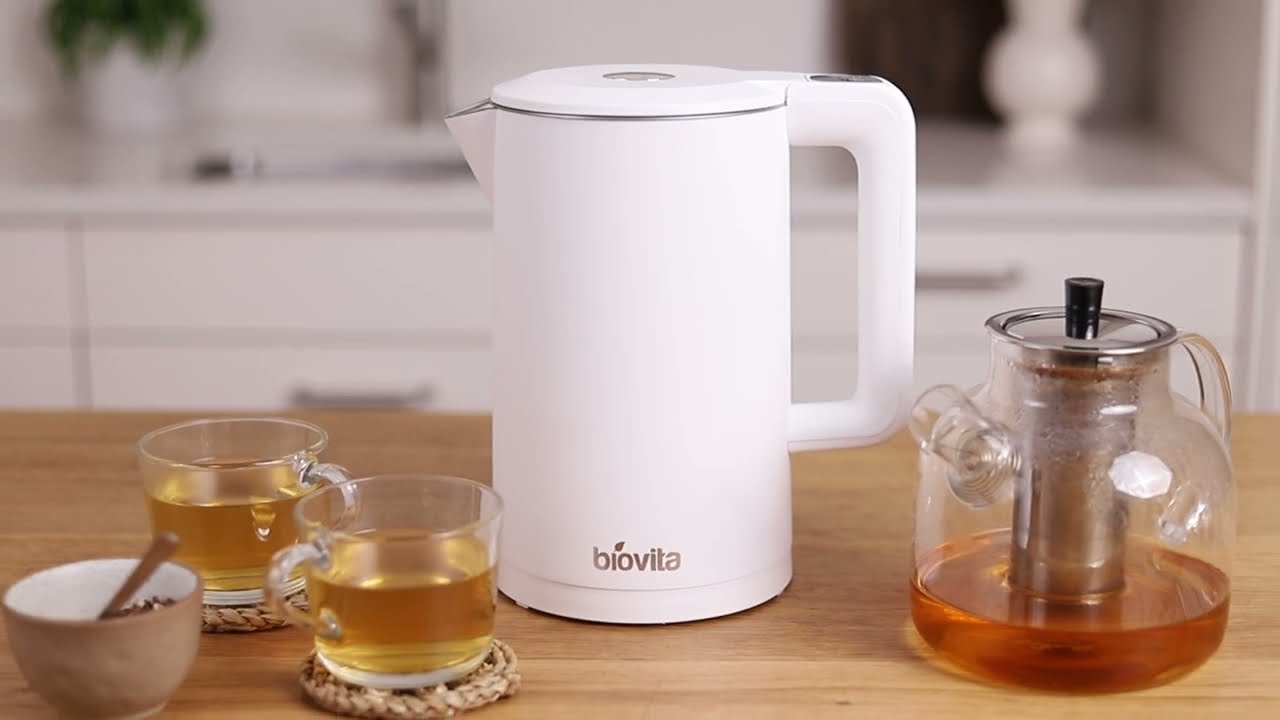 Fierbător electric din inox Biovita Smarty, 2200W, 1.7L, Roz